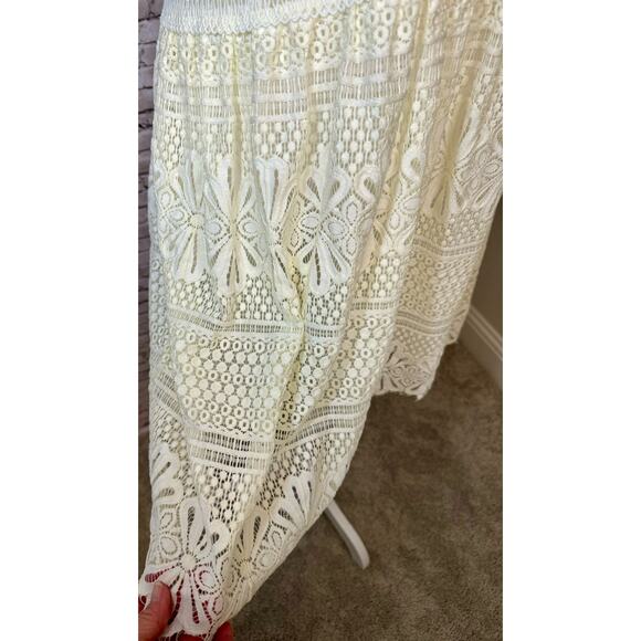 Rebecca Elliot Women’s  Lace Crochet Cream Dress Size Large - Picture 2 of 6